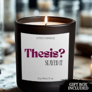 Thesis Defense PhD Professor Custom Candle Gift Funny Unique Personalized For Researchers Lab tech Post docs STEM Major Professor Gift Box