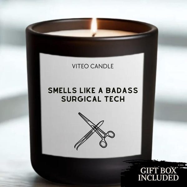 Regalo para técnico quirúrgico, divertido, único, favorito, vela personalizada para técnico quirúrgico, hecha a mano para técnico, caja de regalo médica personalizada para personal quirúrgico.