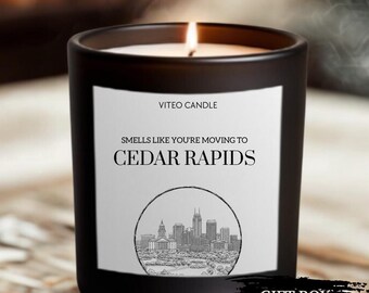Moving to Cedar Rapids Iowa Gift Candle Housewarming Moving Gift for Friend Farewell Gift Iowa Moving Souvenir Gift for Iowa