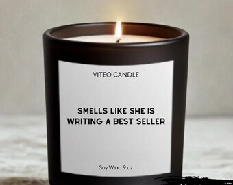 Writer Gift She's Writing A Bestseller Custom Candle For Aspiring Author Poet Funny Unique Personalized Gift Box Included Writer's Block