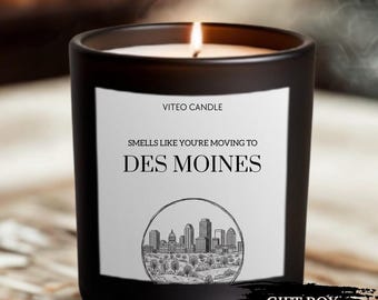Moving to Des Moines Iowa Gift Candle Housewarming Moving Gift for Friend Farewell Gift Iowa Moving Souvenir Gift for Iowa