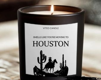 Moving to Houston Texas Gift Candle Housewarming Moving Gift for Friend Farewell Gift Houston Moving Souvenir Gift