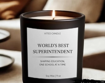 Vela de regalo para superintendente, divertida, única y personalizada para educadores e instructores. Regalo de agradecimiento hecho a mano. Paquete de cuidado.