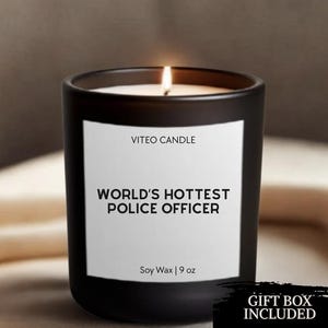 Police Officer Gift World's Hottest Police Officer Personalized Candle Custom Cop Law Enforcement Handmade Security Guard Gift Box included image 1