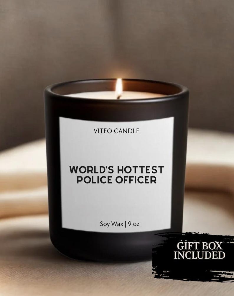Police Officer Gift World's Hottest Police Officer Personalized Candle Custom Cop Law Enforcement Handmade Security Guard Gift Box included image 1