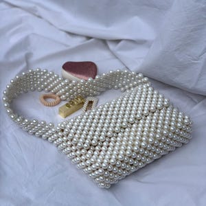Handmade Beaded Bag | Pearl Bead Purse | Vintage Style Clutch | Bridal Bag | Boho Beaded Handbag | Unique Gift for Her | Festival Purse
