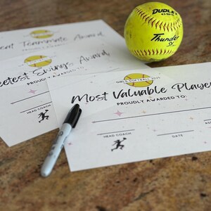 Girls Softball Team Certificates 2025
