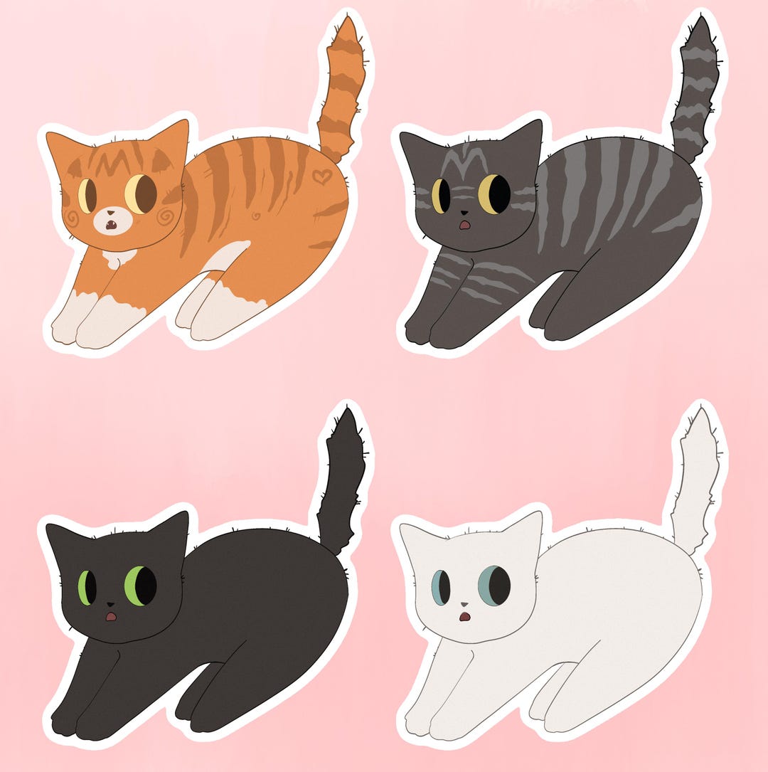 Cute Scared Cat Vinyl Stickers | Kawaii Kitty Sticker Perfect for ...