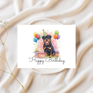 Jolie carte d'anniversaire de rottweiler pour les amoureux des chiens