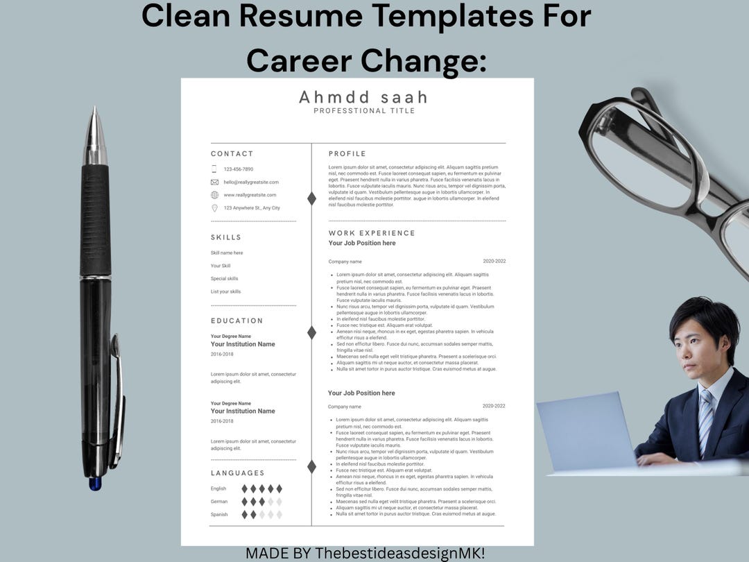 Career Change Resume Template Editable Canva CV for Job Switch Modern ...