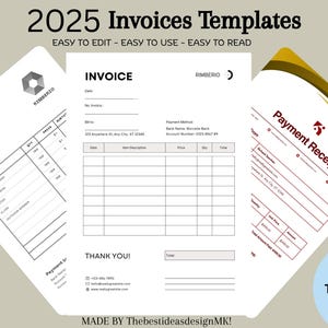 Editable Invoice Template: Small Business Billing Form (Canva, PDF, Excel) Digital Download