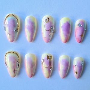 Rainbow Nails | Dreamy Gradient Nails | Ombre Nails | Fairy Core Nails | Vibrant Nails | Glazed Nails | Galaxy Nail Art | Starry Nail Art