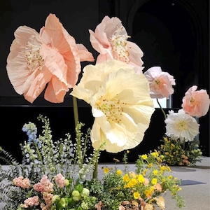 Grandi fiori di papavero di carta fatti a mano – Tinti a mano e assemblati negli Stati Uniti