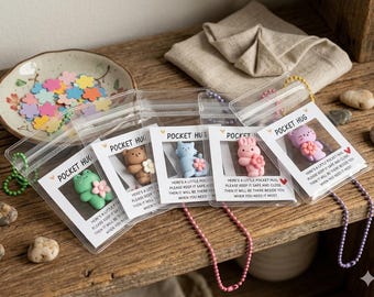 Pocket Hug Token Gift – Assorted Animals, Comfort Card (PVC Bag)