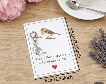 Silver-Tone Robin Keychain for Remembrance with Sentimental Card - Symbol of Hope and Renewal