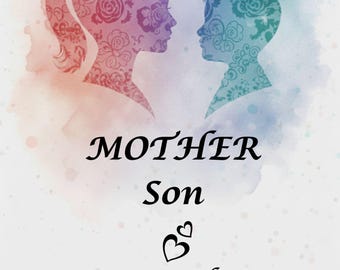 Mother and Son Art Print, Watercolor Sibling Silhouette Wall Decor, Heartfelt Gift for Mom from Son,