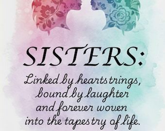 Sister Birthday Gift, Soul Sister Wall Art, Watercolor Sister Quote Print, Meaningful Sisterhood Gift