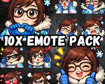 Mei Overwatch Emote Pack | Chibi Streamer PNGs (Digital Download)