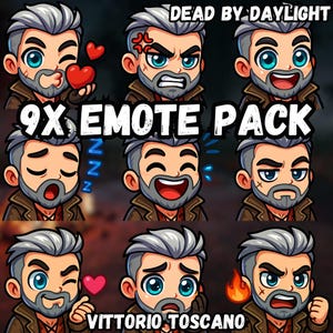 Vittorio Toscano DBD Chibi Emotes | Stream-Ready PNG for Twitch, YouTube, Discord | Gaming Emotes | Anime Style Emotes | Instant Download