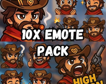 Overwatch Cassidy Emotes: Cowboy Streamer Emoji Pack