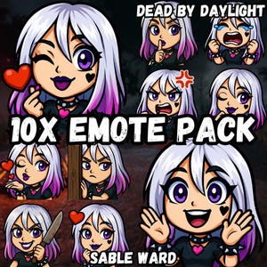Sable Ward Chibi Emote Pack for Horror Streamers & VTubers - Dead by Daylight Inspired | Twitch Emotes for DBD Fans