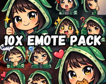 Green Bunny Feng Emote Pack | Dead by Daylight Twitch Emotes | Cute Chibi Gamer Emotes | 10 PNG Streamer Emotes