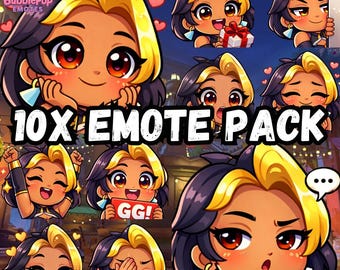 Overwatch Domina Emote Pack | 10 Chibi Streamer Emotes (Digital Download)