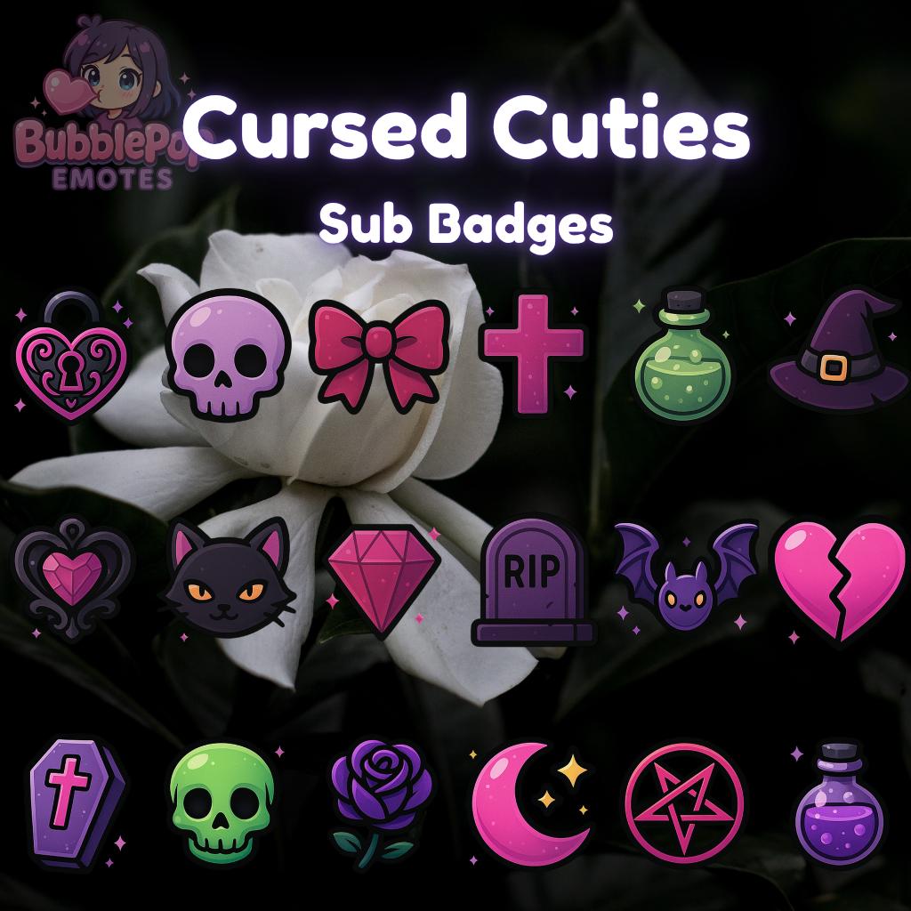 Cursed Cuties Twitch Sub Badges – Spooky Goth Kawaii Emotes - Etsy