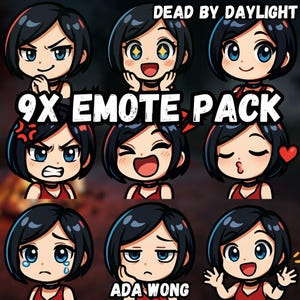 Ada Wong Chibi Emote Pack | Dead by Daylight Twitch & Discord Emotes | Instant Download Stream-Ready PNGs for Gamers