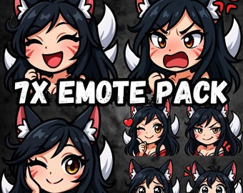 Ahri Emote Pack: League of Legends Chibi Twitch/Discord Emotes (Digital Download)