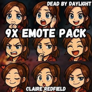 Claire Redfield Emotes: Resident Evil Chibi Twitch Stream Assets (PNG Bundle)