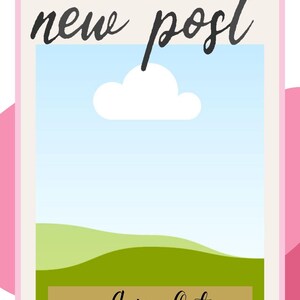 May include: A digital graphic with the words "new post" in black script at the top, and "Going Out" in script at the bottom. The background features a blue sky with a white cloud, and green hills.