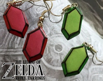 Rupee Earrings (Post or Dangle) - Choose Your Color - Legend of Zelda - Nintendo