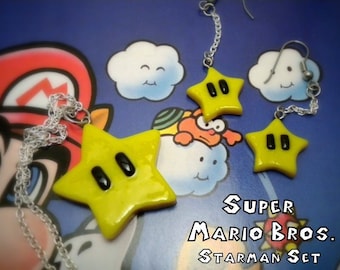 Starman Necklace and Earring Jewelry Set - Super Mario Bros - Nintendo