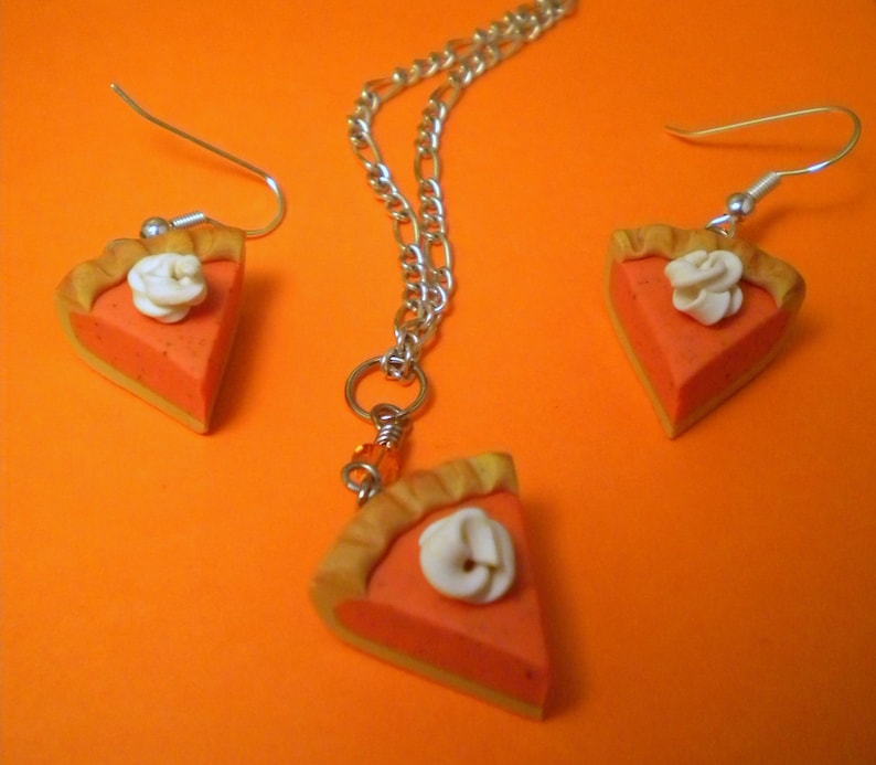 Post or Dangle Pumpkin Pie Set Necklace and Earrings