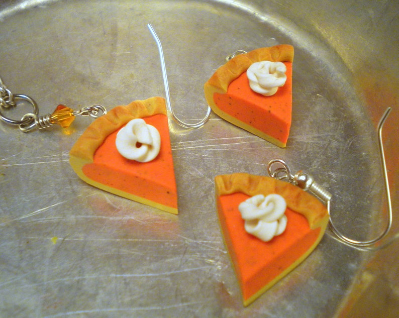 Pumpkin Pie Set Necklace and Earrings Post or Dangle image 2