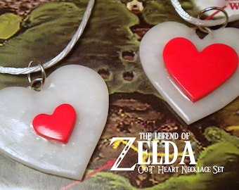 Ocarina of Time Heart Container Friendship Necklace Set - Legend of Zelda