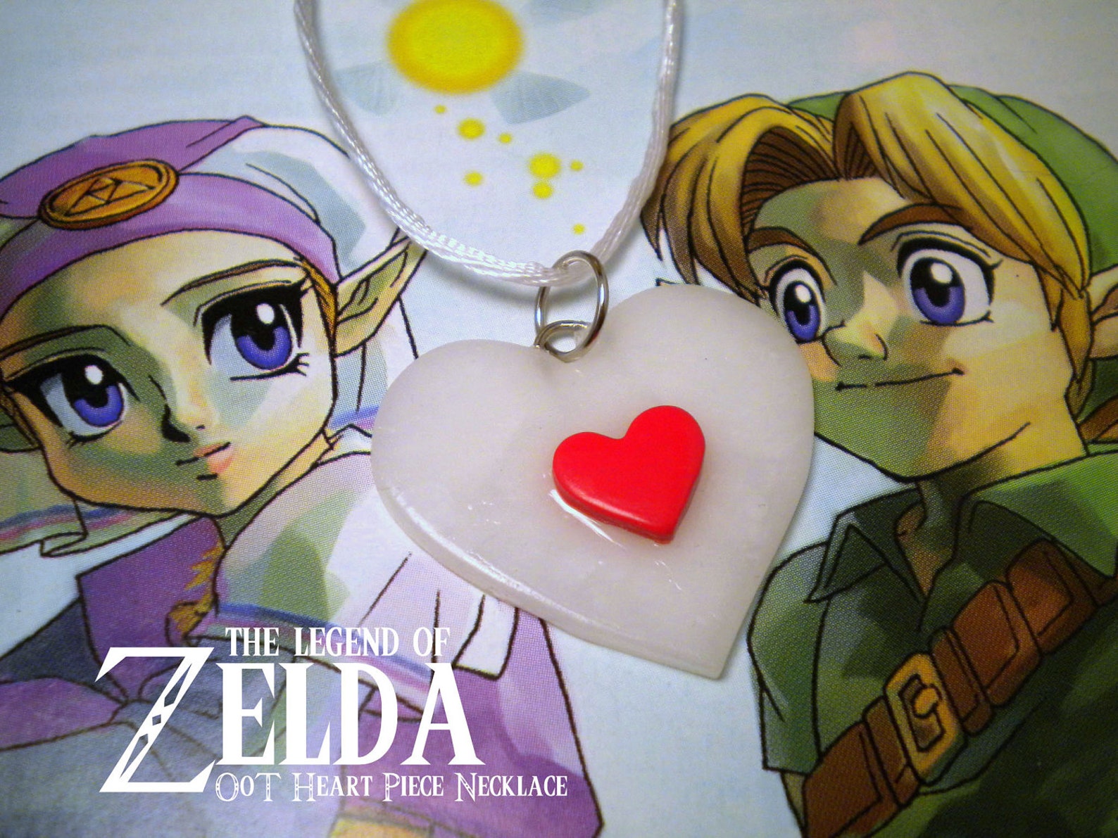 Ocarina of Time Heart Container Friendship Necklace Set Legend of Zelda