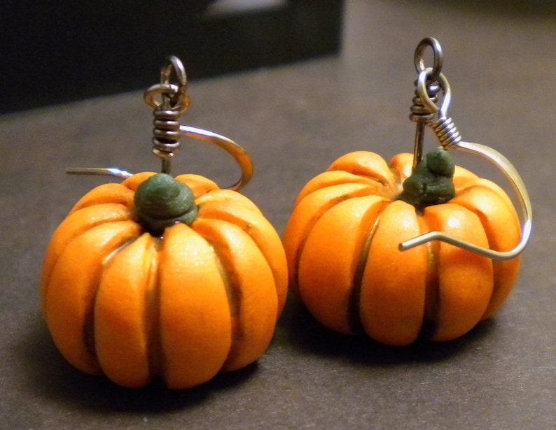 Rustic Fairytale Pumpkin Earrings Dangle image 2