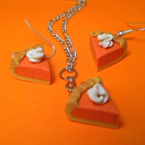 Pumpkin Pie Set Necklace and Earrings Post or Dangle image 1