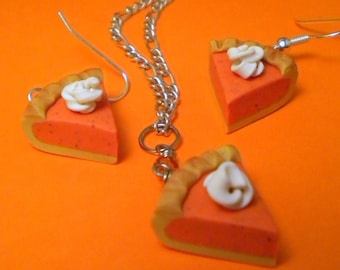 Pumpkin Pie Set - Necklace and Earrings (Post or Dangle)