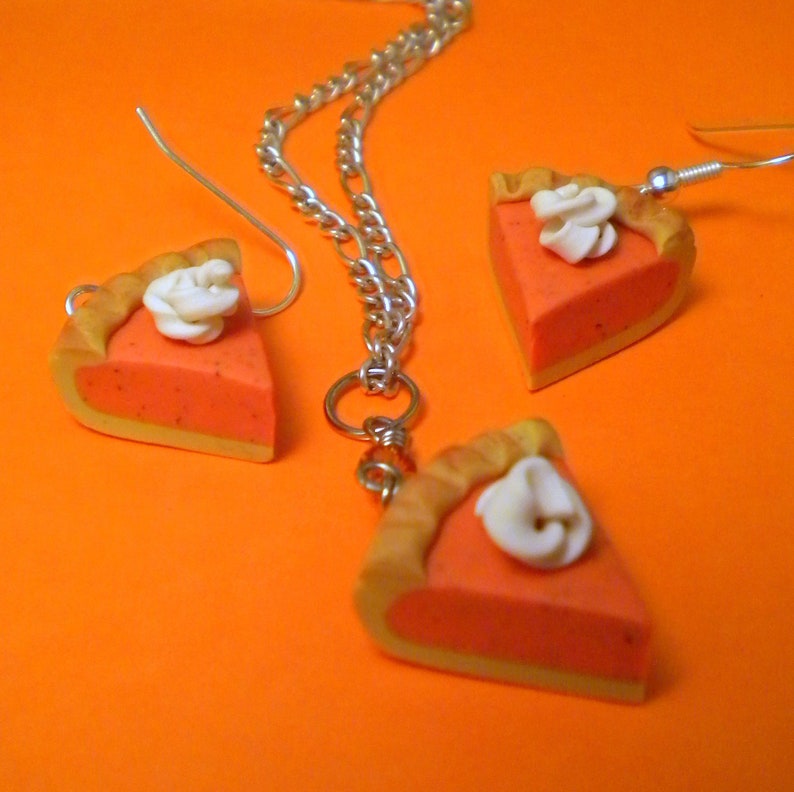 Post or Dangle Pumpkin Pie Set Necklace and Earrings
