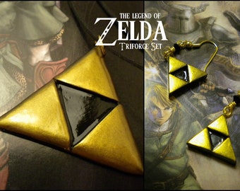 Triforce Necklace and Earring (DANGLE) Set - Legend of Zelda - Nintendo