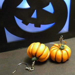 Rustic Fairytale Pumpkin Earrings Dangle image 1