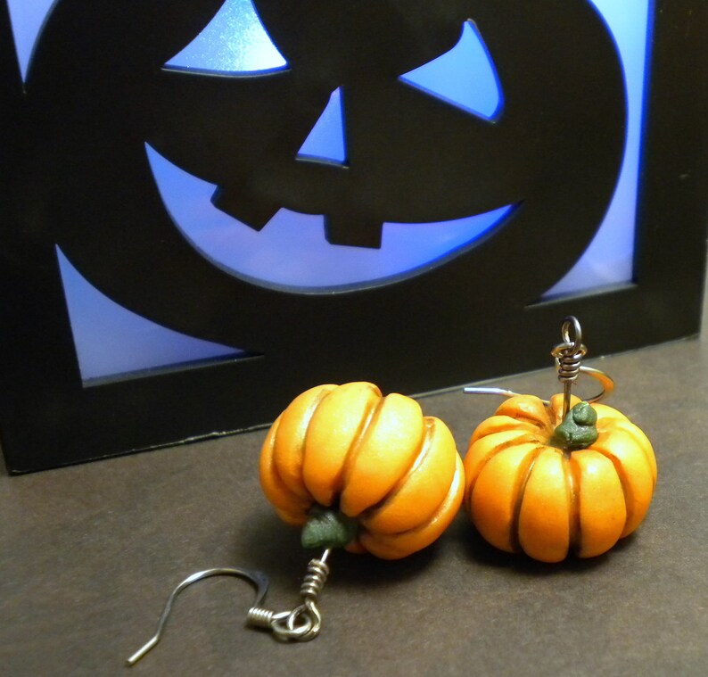 Rustic Fairytale Pumpkin Earrings Dangle image 1