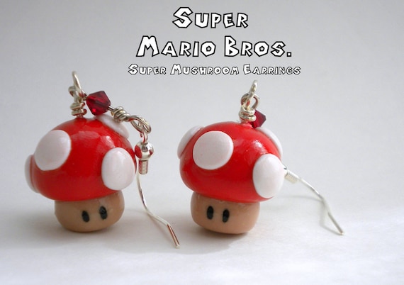 Mario cheap mushroom earrings