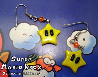 Starman Earrings (Post or Dangle) - Super Mario Bros - Nintendo