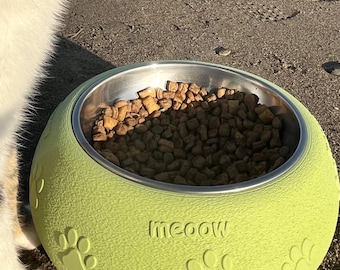 Modern Elevated Cat & Dog Bowl, Stainless Steel Pet Food Bowl, Non-Slip Base