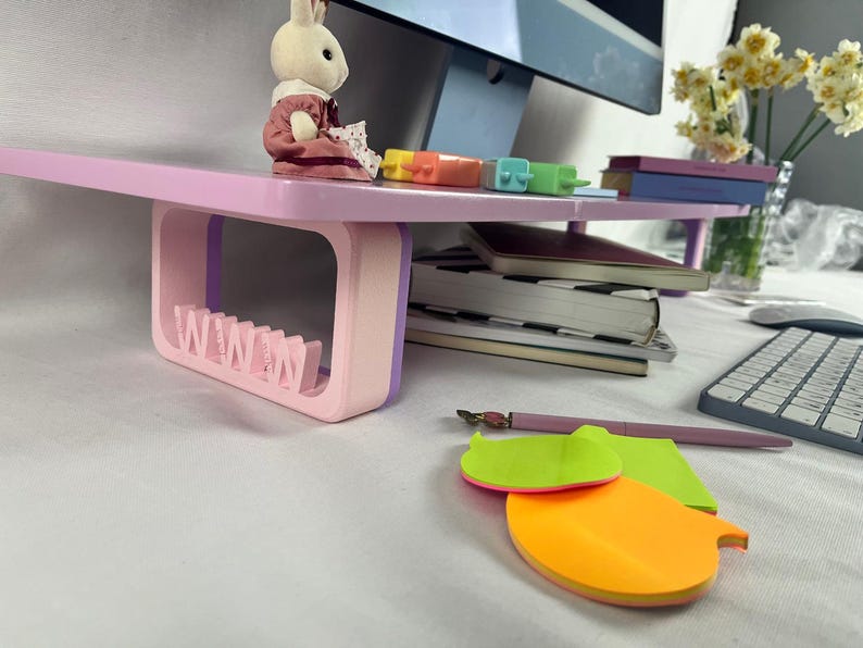 Pink Monitor Riser For Desk Pastel Pink Monitor Stand Minimalist Mdf Desk Riser - Etsy