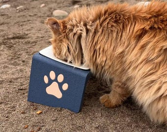 Comedero elevado de cerámica para mascotas / Comedero hecho a mano con impresión 3D